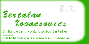 bertalan kovacsovics business card